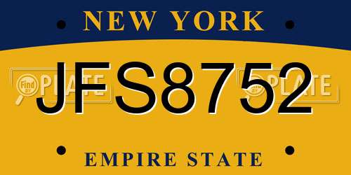 JFS8752 New York License Plate