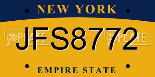 JFS8772 New York License Plate