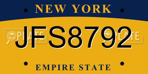 JFS8792 New York License Plate