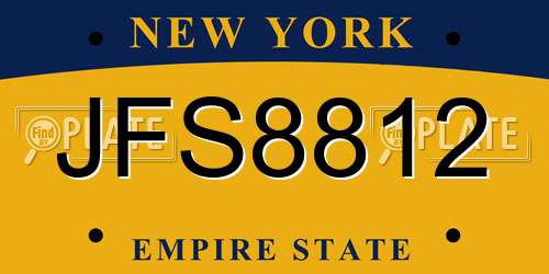 JFS8812 New York License Plate