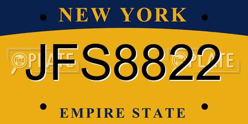 JFS8822 New York License Plate