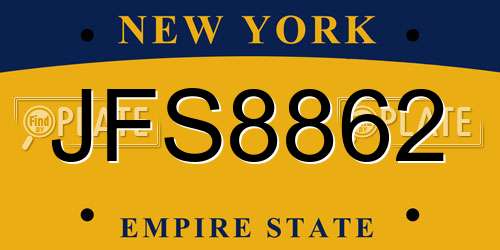 JFS8862 New York License Plate