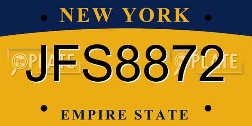 JFS8872 New York License Plate