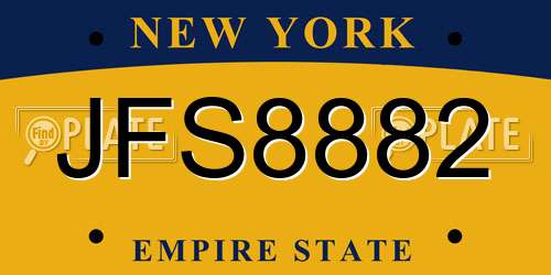 JFS8882 New York License Plate