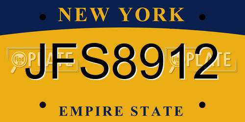 JFS8912 New York License Plate