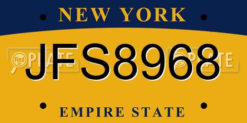 JFS8968 New York License Plate