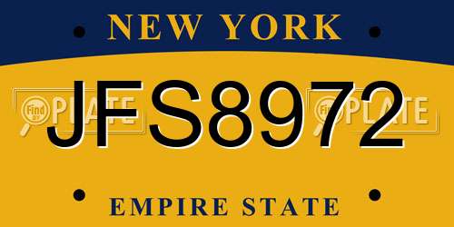 JFS8972 New York License Plate