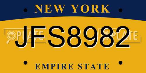 JFS8982 New York License Plate