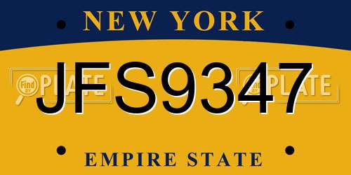 JFS9347 New York License Plate