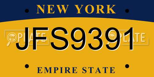 JFS9391 New York License Plate