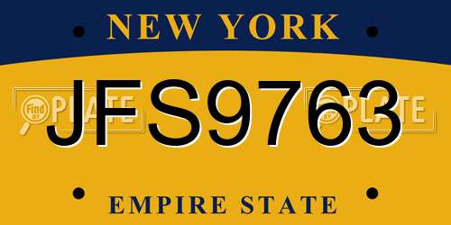 JFS9763 New York License Plate