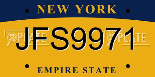 JFS9971 New York License Plate