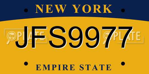 JFS9977 New York License Plate