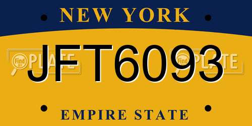 JFT6093 New York License Plate