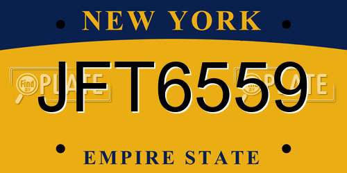 JFT6559 New York License Plate