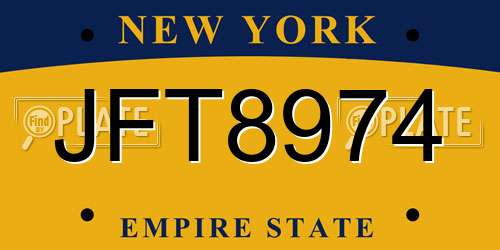 JFT8974 New York License Plate