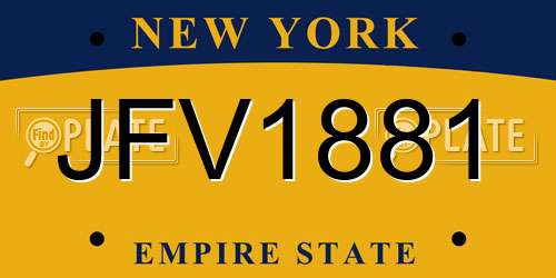JFV1881 New York License Plate