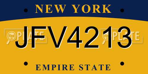 JFV4213 New York License Plate