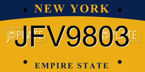 JFV9803 New York License Plate