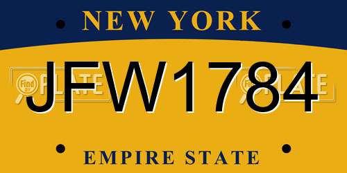 JFW1784 New York License Plate