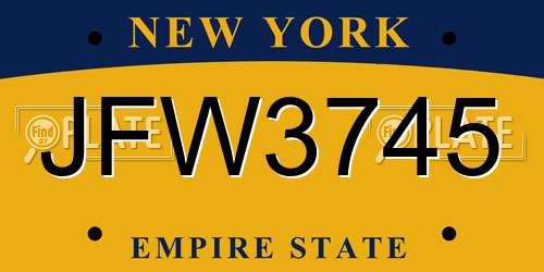 JFW3745 New York License Plate