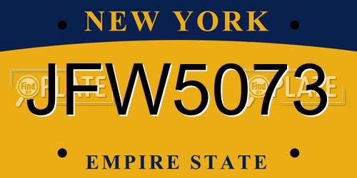 JFW5073 New York License Plate