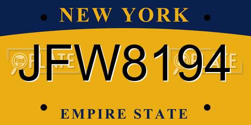 JFW8194 New York License Plate