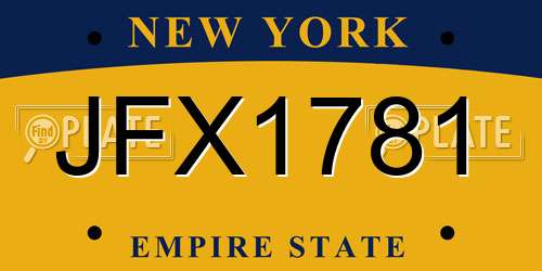 JFX1781 New York License Plate