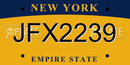 JFX2239 New York License Plate