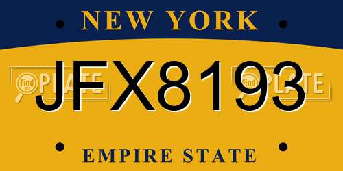 JFX8193 New York License Plate