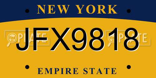 JFX9818 New York License Plate