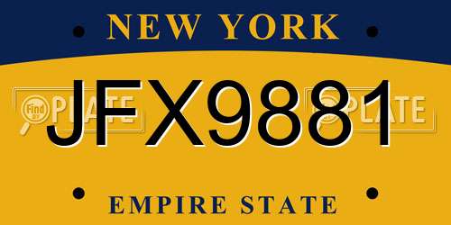 JFX9881 New York License Plate