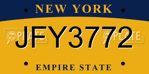JFY3772 New York License Plate