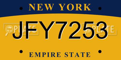 JFY7253 New York License Plate