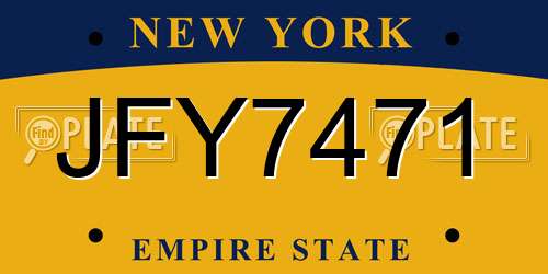 JFY7471 New York License Plate