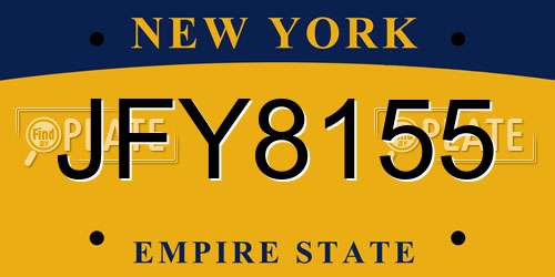 JFY8155 New York License Plate