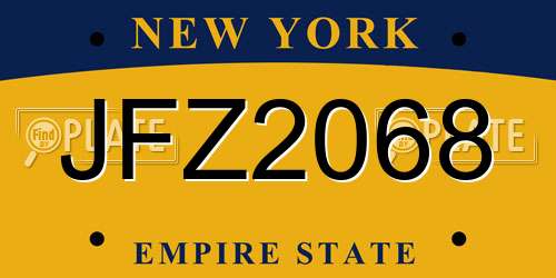 JFZ2068 New York License Plate