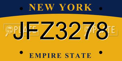 JFZ3278 New York License Plate