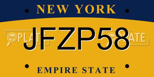 JFZP58 New York License Plate