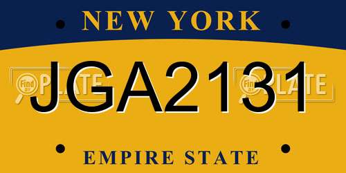 JGA2131 New York License Plate
