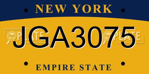 JGA3075 New York License Plate