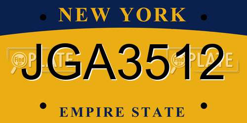 JGA3512 New York License Plate