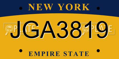 JGA3819 New York License Plate