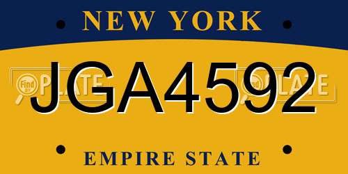 JGA4592 New York License Plate