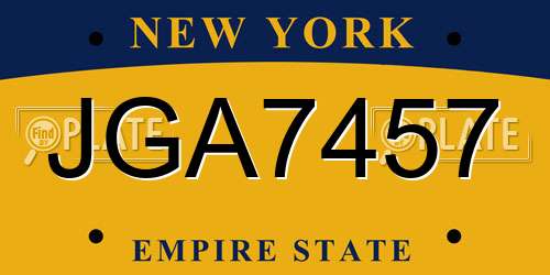 JGA7457 New York License Plate