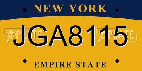 JGA8115 New York License Plate