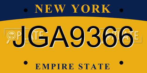 JGA9366 New York License Plate