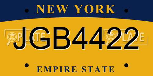 JGB4422 New York License Plate