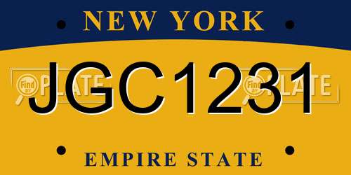 JGC1231 New York License Plate