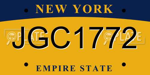 JGC1772 New York License Plate